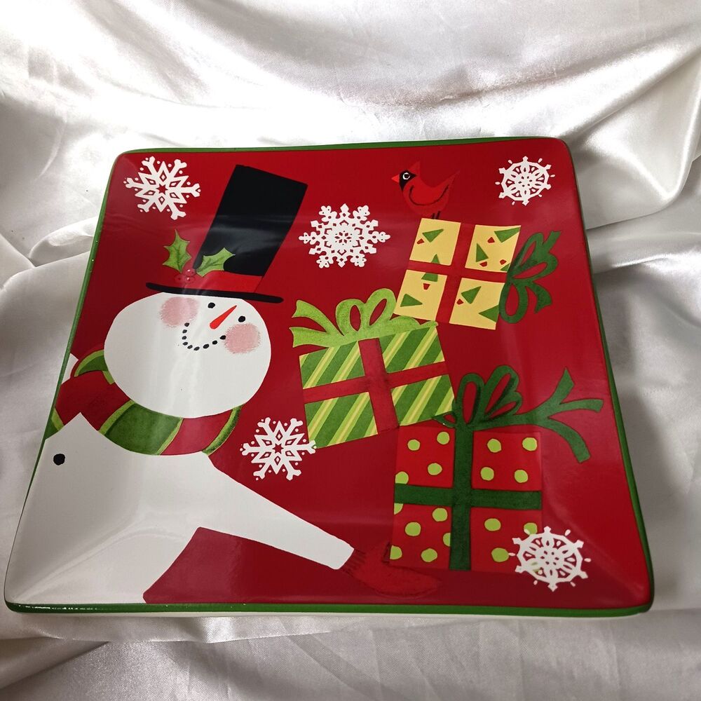 CERTIFIED INTERNATIONAL SNOWMAN PRESENTS 8 1/2'' SQUARE PLATE